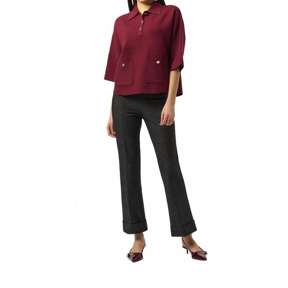NEW JOSEPH RIBKOFF heavy knit pull-on flare pants in black grey